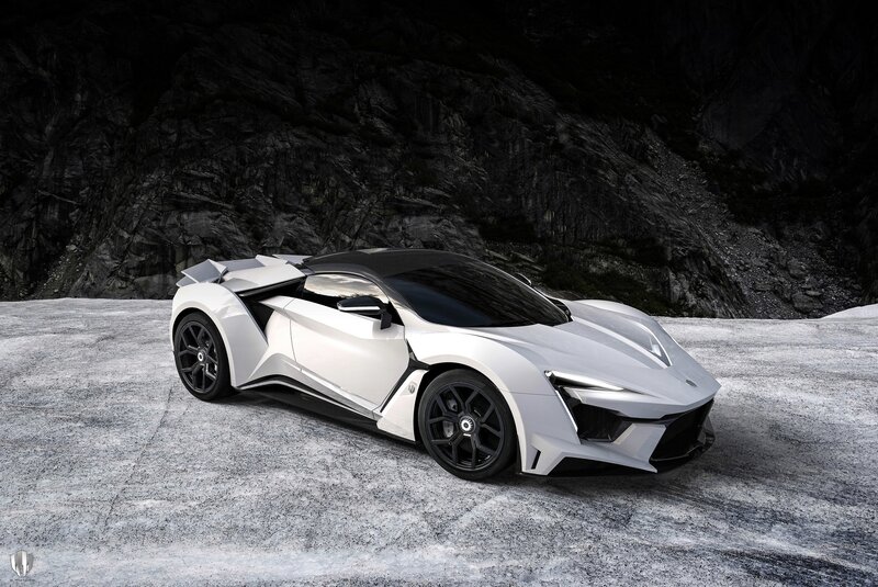 White Sports Car — Dramatic, 3d Render, Rocky Cliff