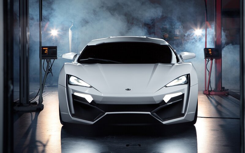 White Sports Car — Dramatic, 3d Render, Smoke