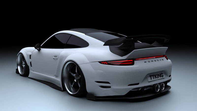 White Sports Car — Dramatic, 3d Render, Taillights, Spoiler