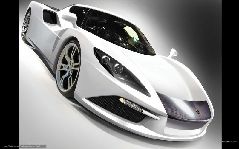 White Sports Car — Dramatic, 3d Render, Wheels, Headlights