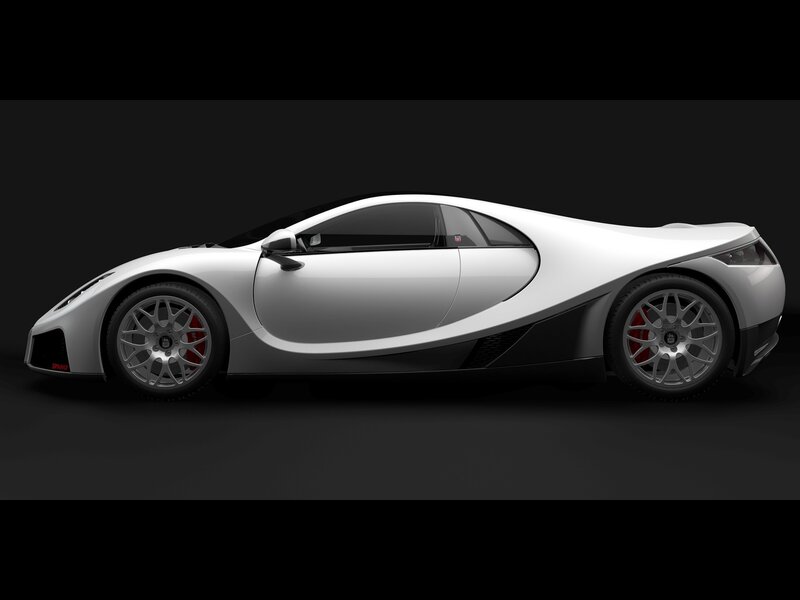 White Sports Car — Dramatic, 3d Render, Wheels, Side Mirror