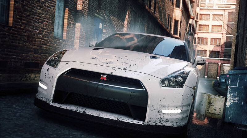 White Sports Car — Dramatic, Afternoon, 3d Render, Brick Buildings