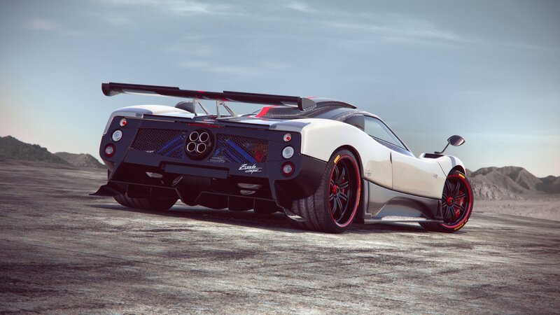 White Sports Car — Dramatic, Afternoon, 3d Render, Desert