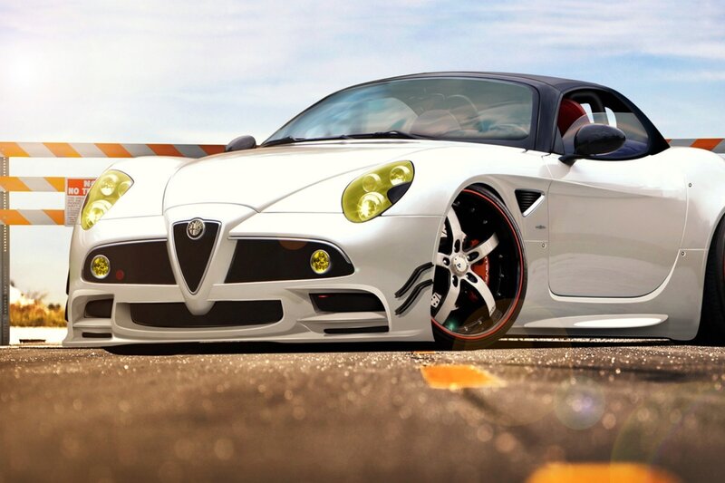 White Sports Car — Dramatic, Afternoon, Digital Art, Road