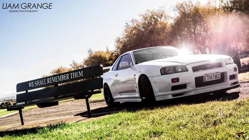 White Sports Car — Dramatic, Afternoon, Photograph, Bench