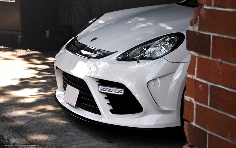 White Sports Car — Dramatic, Afternoon, Photograph, Brick Wall, Concrete Ground