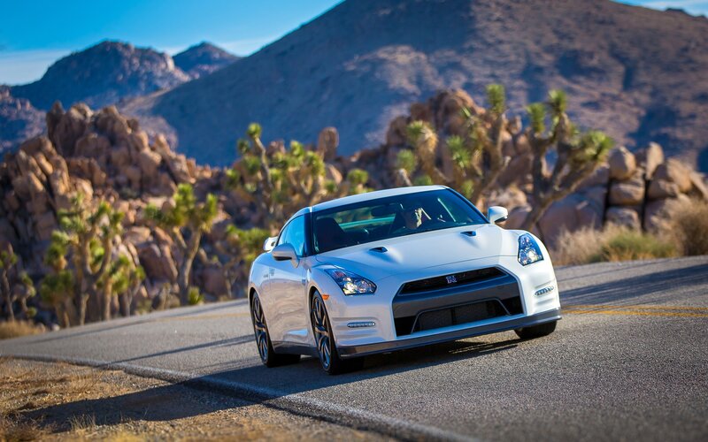 White Sports Car — Dramatic, Afternoon, Photograph, Mountains, Joshua Trees