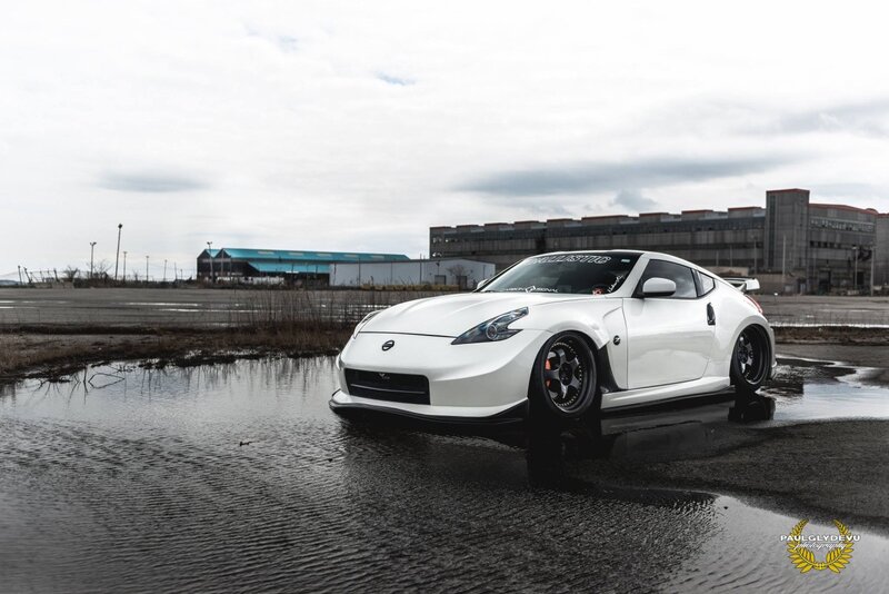 White Sports Car — Dramatic, Afternoon, Photograph, Puddle