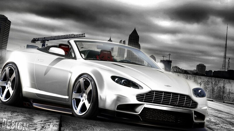 White Sports Car — Dramatic, Digital Art, City Skyline