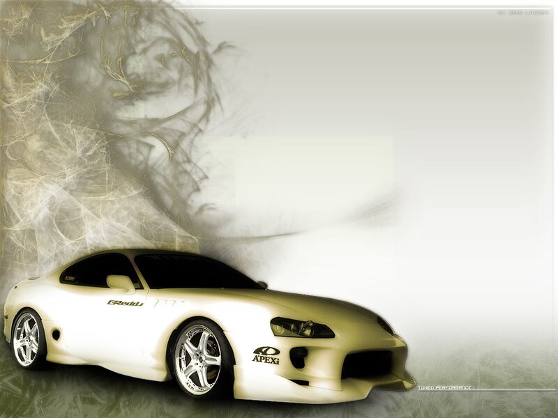 White Sports Car — Dramatic, Digital Art, Smoke