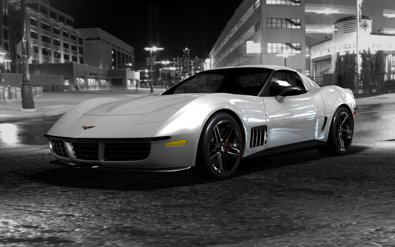 White Sports Car — Dramatic, Night, 3d Render, City Street