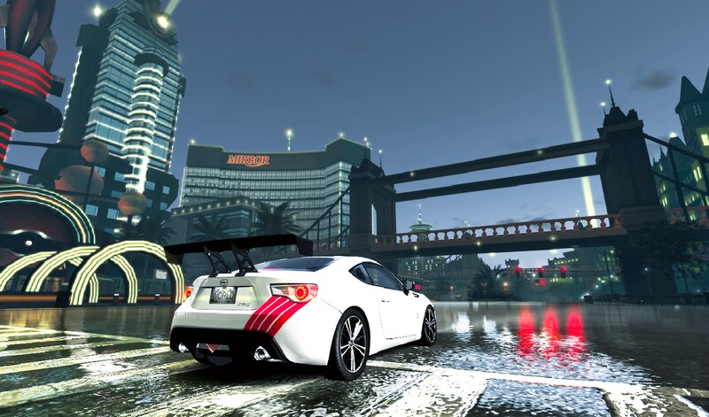 White Sports Car — Dramatic, Night, 3d Render, City