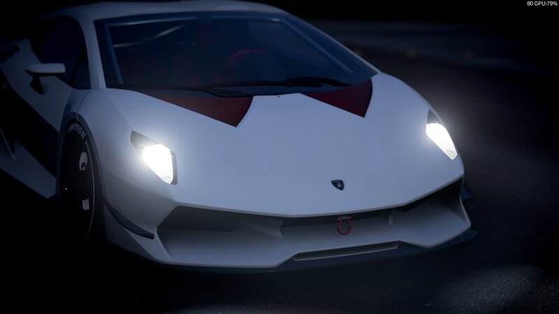 White Sports Car — Dramatic, Night, 3d Render, Headlights