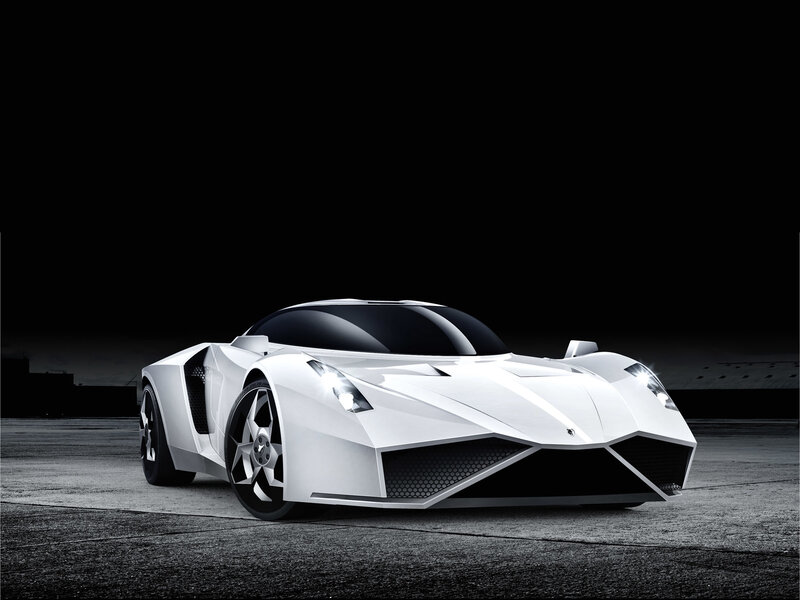 White Sports Car — Dramatic, Night, 3d Render, Road