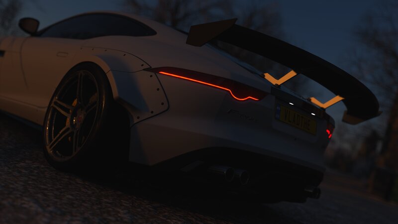 White Sports Car — Dramatic, Night, 3d Render, Taillight