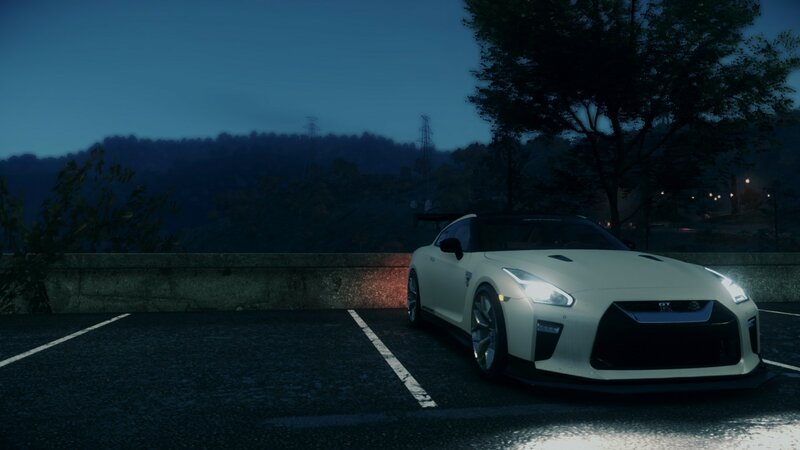White Sports Car — Dramatic, Night, 3d Render, Tree