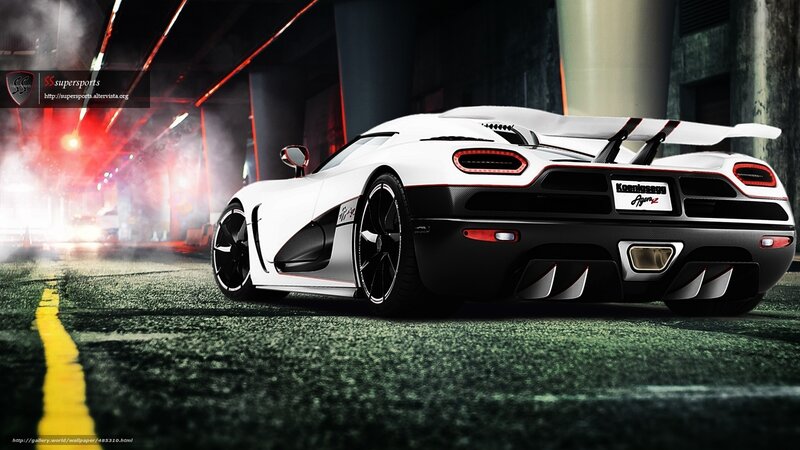 White Sports Car — Dramatic, Night, 3d Render, Tunnel