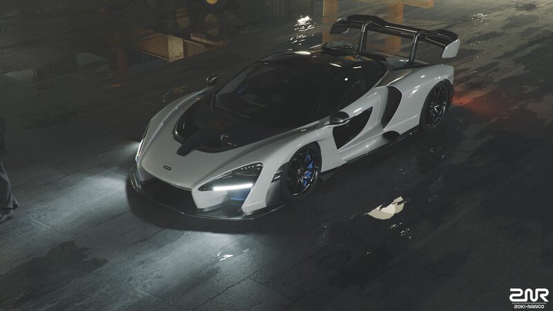 White Sports Car — Dramatic, Night, 3d Render, Wet Pavement