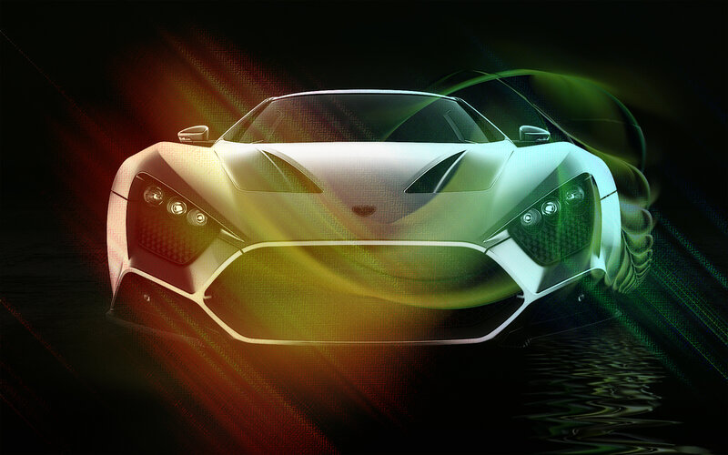 White Sports Car — Dramatic, Night, Digital Art