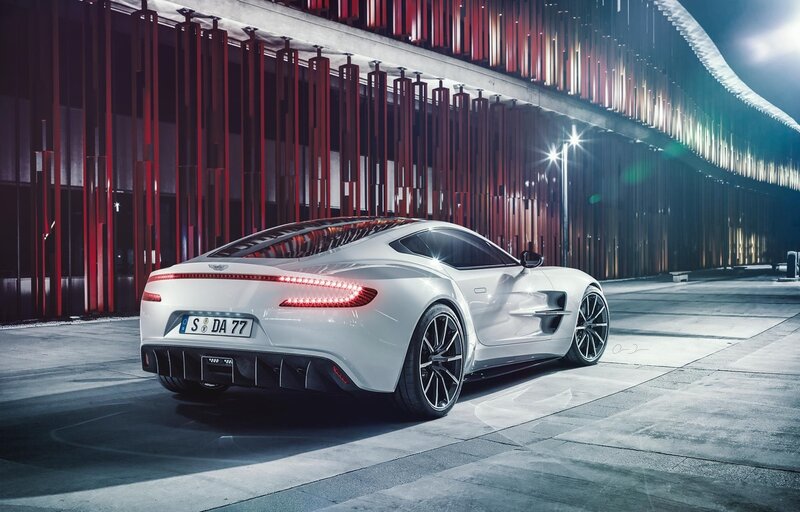 White Sports Car — Dramatic, Night, Photograph, Building, Lights, License Plate