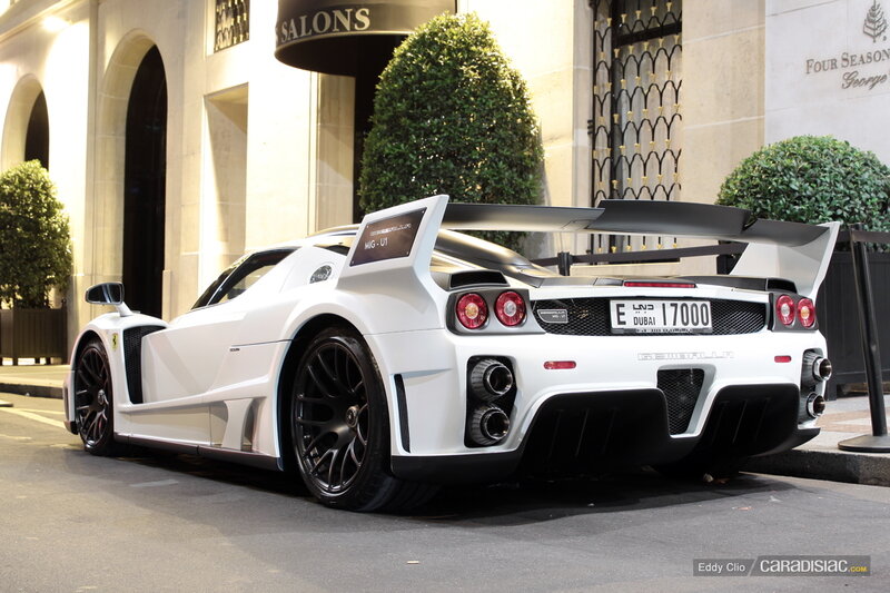 White Sports Car — Dramatic, Night, Photograph, Building
