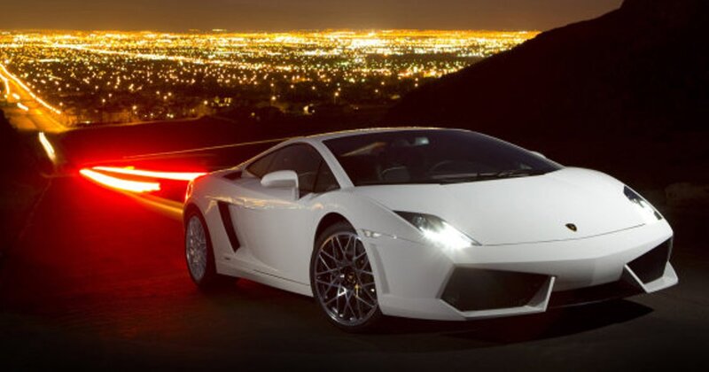 White Sports Car — Dramatic, Night, Photograph, City Lights