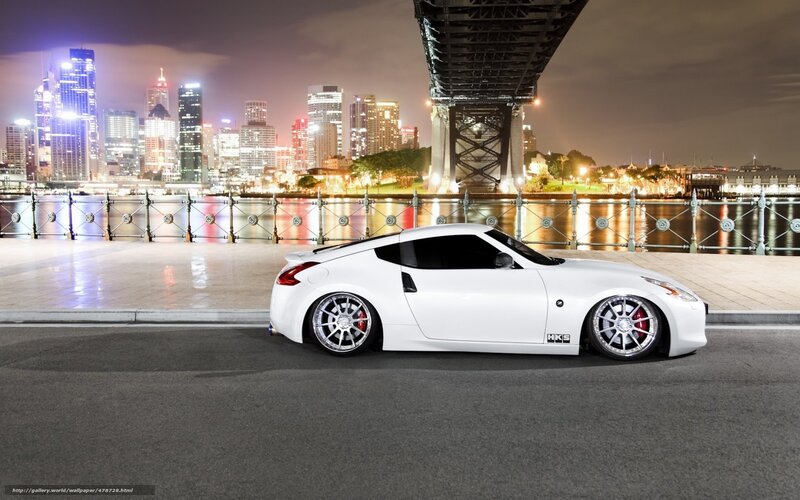 White Sports Car — Dramatic, Night, Photograph, City Skyline, Bridge