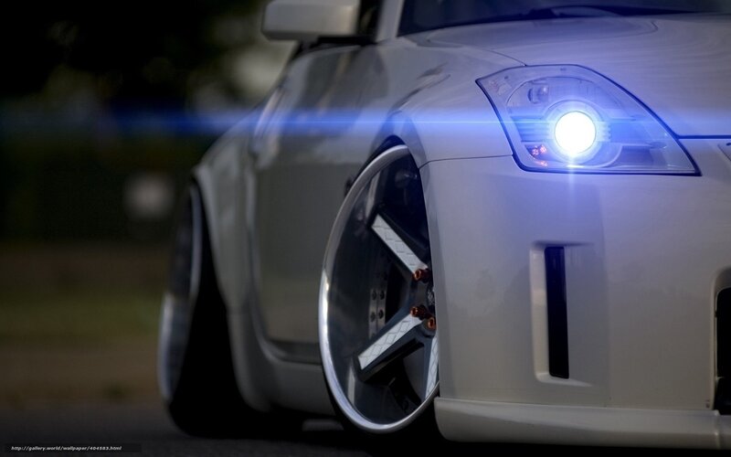 White Sports Car — Dramatic, Night, Photograph, Headlight, Wheel, Fender