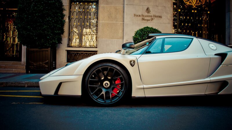 White Sports Car — Dramatic, Night, Photograph, Hotel