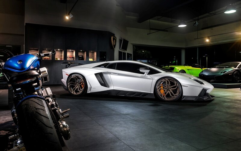 White Sports Car — Dramatic, Night, Photograph, Motorcycle