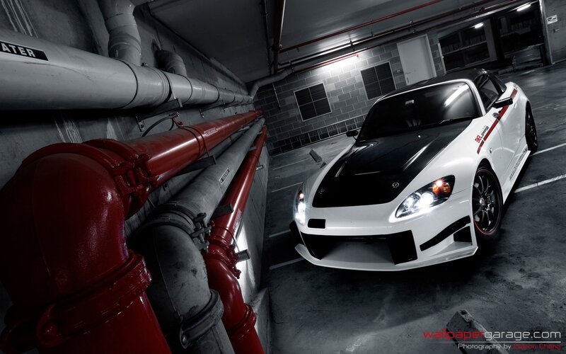 White Sports Car — Dramatic, Night, Photograph, Pipes