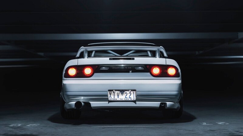 White Sports Car — Dramatic, Night, Photograph, Taillights, License Plate