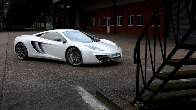 White Sports Car — Dramatic, Photograph, Building, Staircase