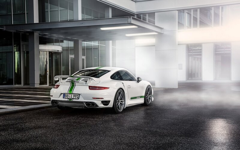 White Sports Car — Dramatic, Photograph, Building, Wet Pavement, Smoke