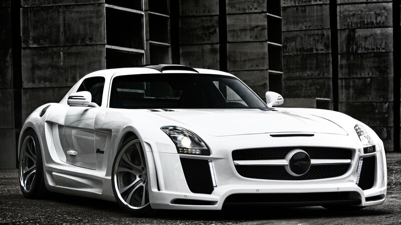 White Sports Car — Dramatic, Photograph, Building, Windows