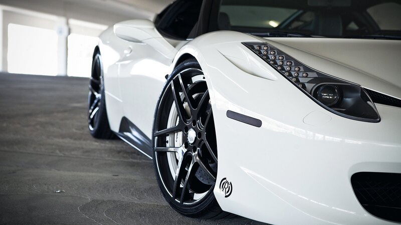 White Sports Car — Dramatic, Photograph, Car Wheel