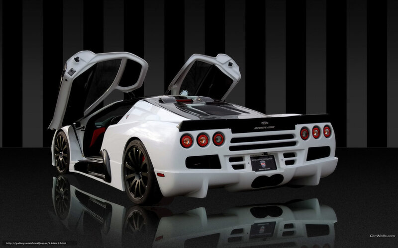 White Sports Car — Dramatic, Photograph, Doors Open, Reflective Floor