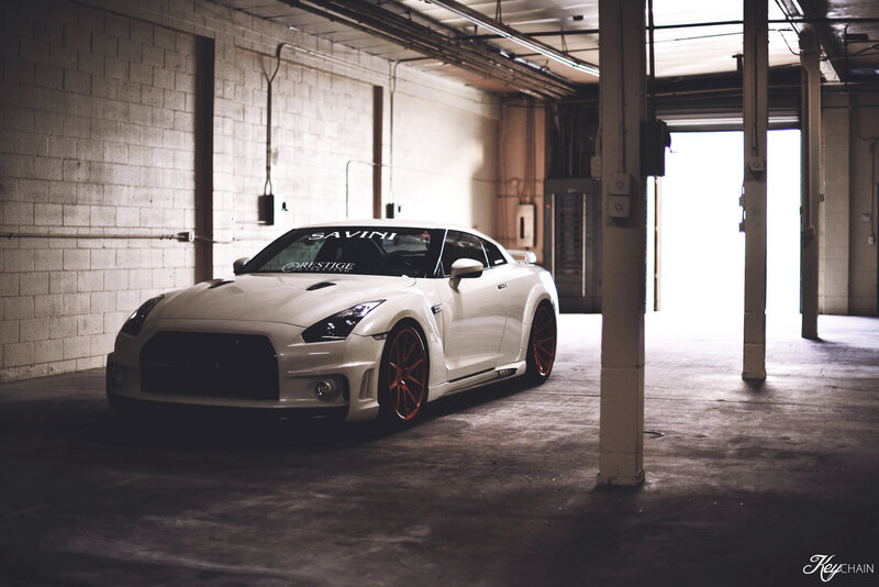 White Sports Car — Dramatic, Photograph, Garage, Concrete Floor