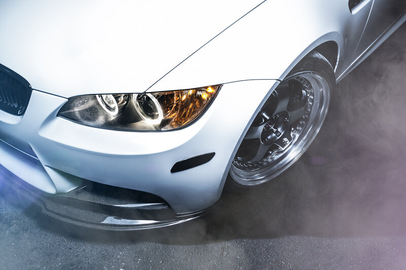 White Sports Car — Dramatic, Photograph, Headlight