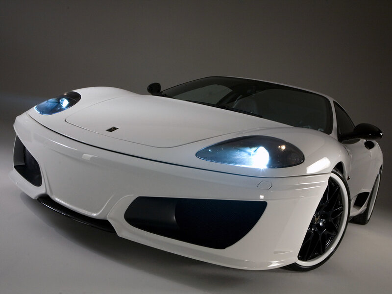 White Sports Car — Dramatic, Photograph, Headlights, Wheels