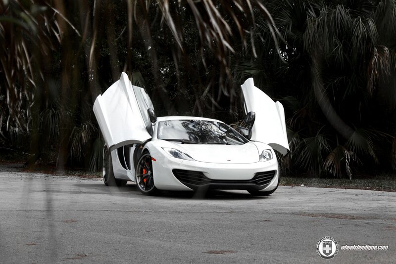 White Sports Car — Dramatic, Photograph, Palm Trees