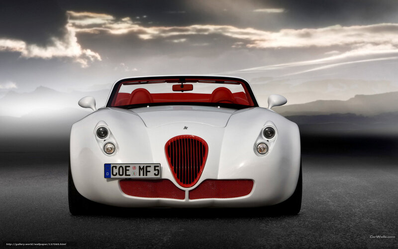 White Sports Car — Dramatic, Photograph, Red Interior, Mountains