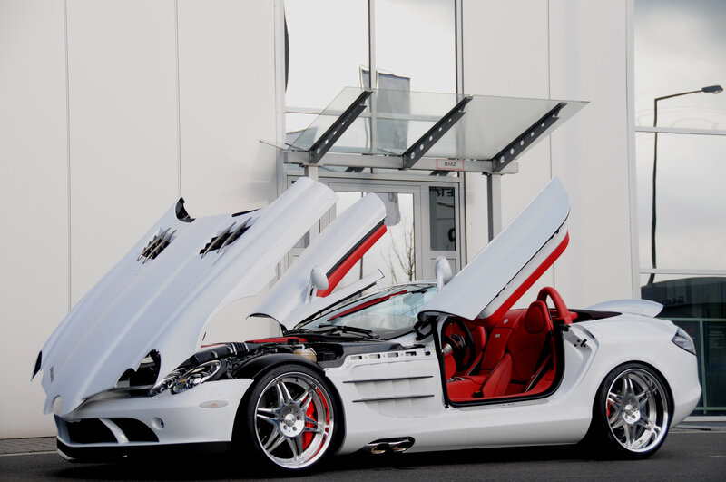 White Sports Car — Dramatic, Photograph, Red Interior