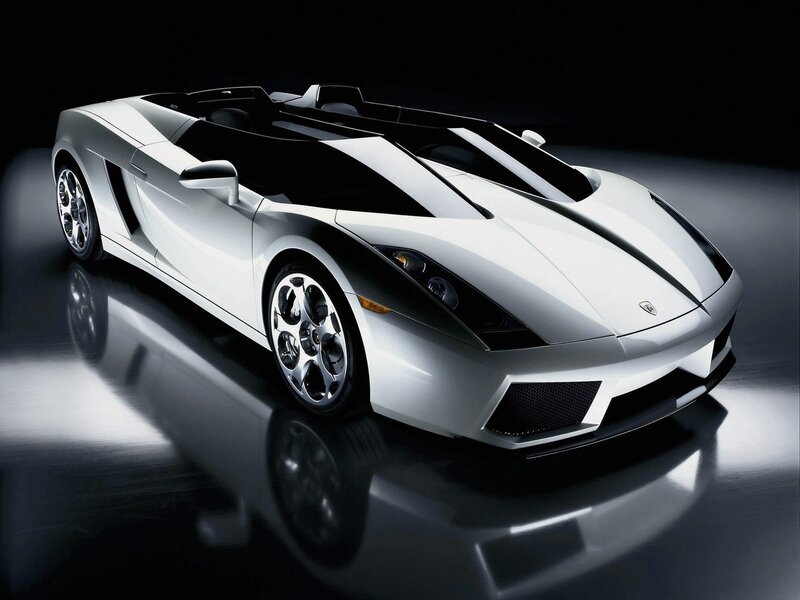 White Sports Car — Dramatic, Photograph, Reflective Surface, Headlights, Black