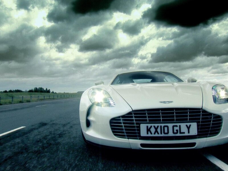 White Sports Car — Dramatic, Photograph, Road, Clouds, Gray