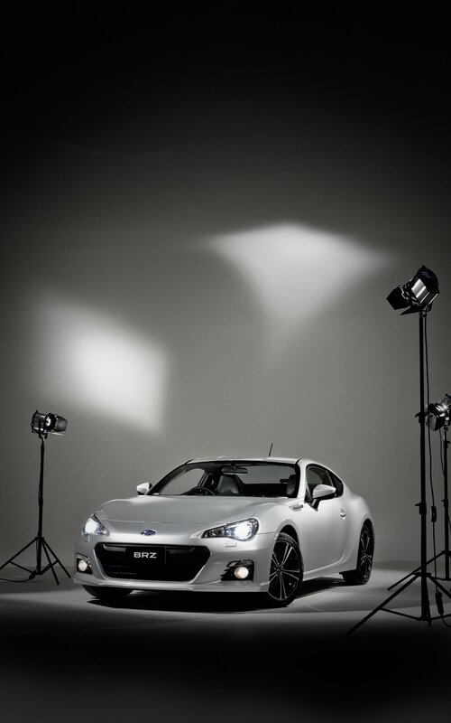 White Sports Car — Dramatic, Photograph, Studio Lights