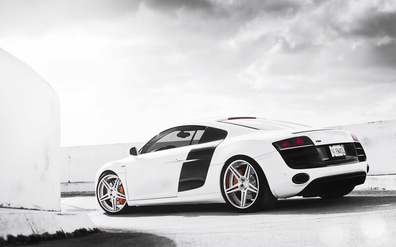 White Sports Car — Dramatic, Photograph, Wall, Sky