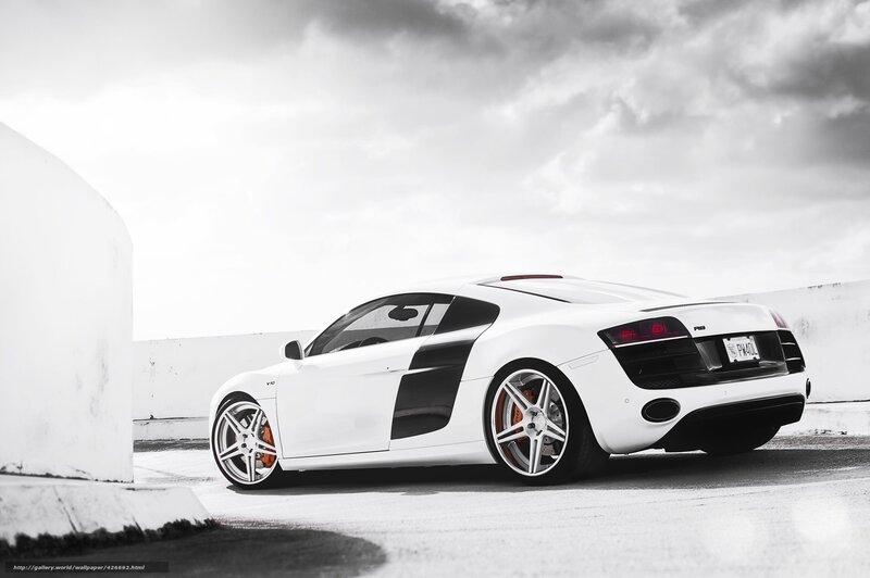 White Sports Car — Dramatic, Photograph, Wheels, Clouds
