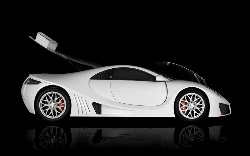 White Sports Car — Dramatic, Photograph, Wheels, Reflection, Black Background