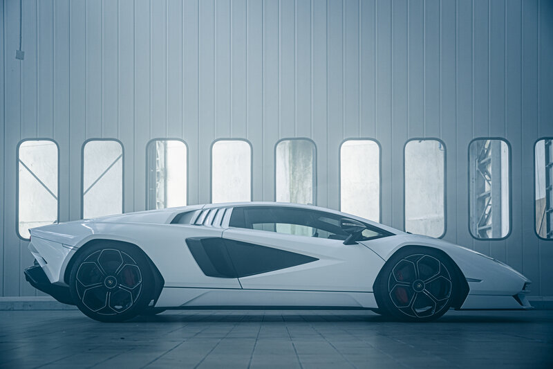 White Sports Car — Dramatic, Photograph, Windows, Wall